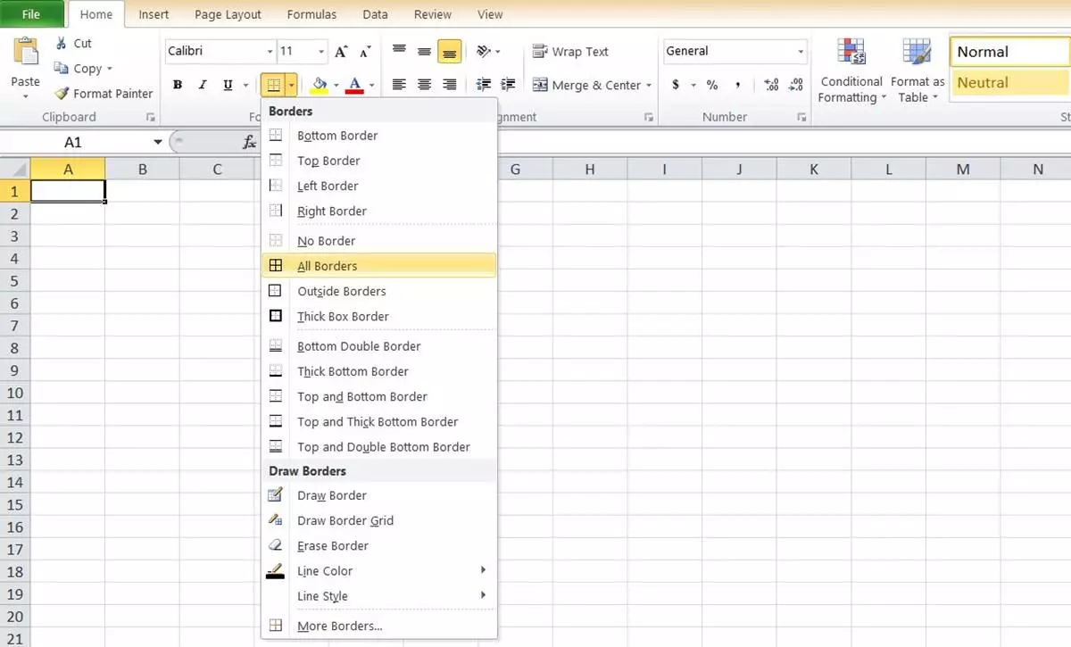 Cara Membuat Garis serta Kolom Buat Tabel di Excel